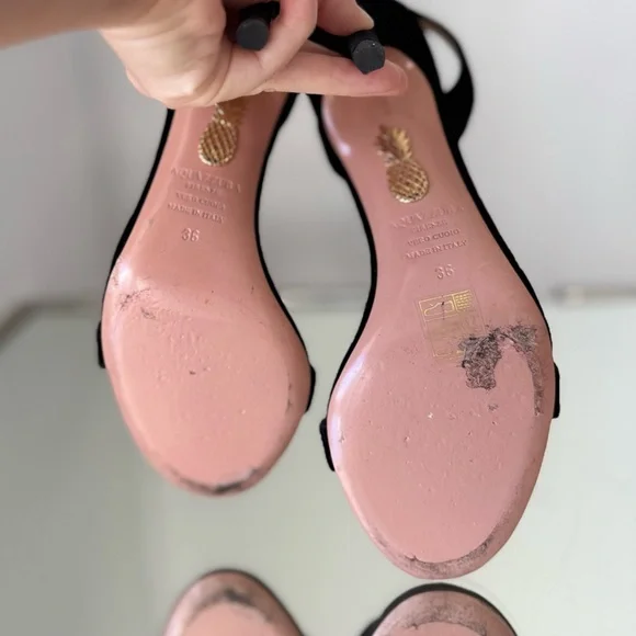 Like new Aquazzura 85mm So Nude Sandals Black Velvet 36 $695